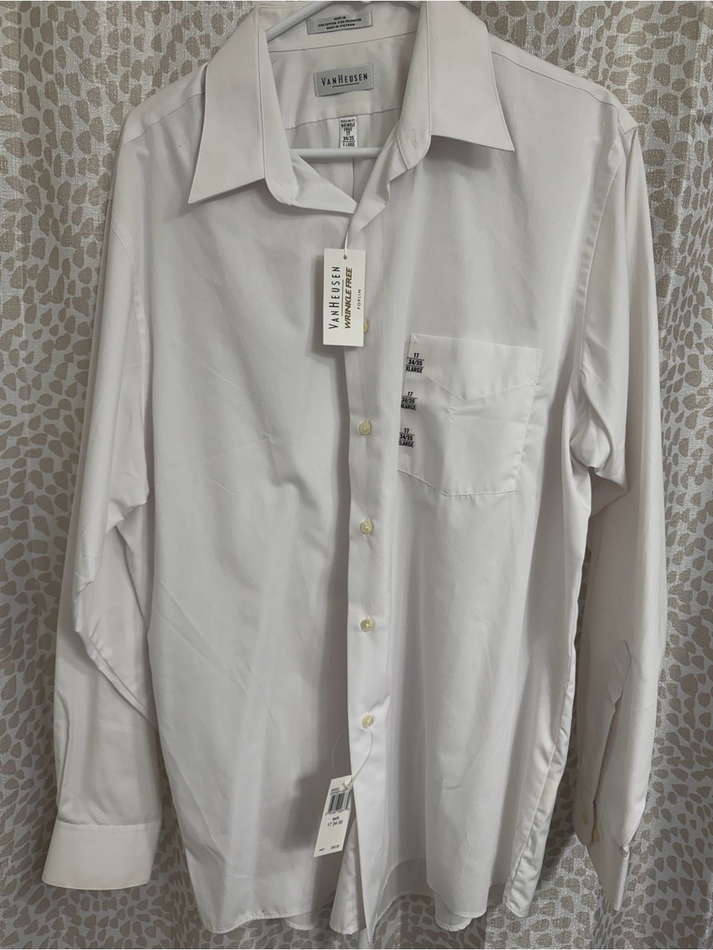 Van Heusen Men’s White Long Sleeve Dress Shirt - Point Collar